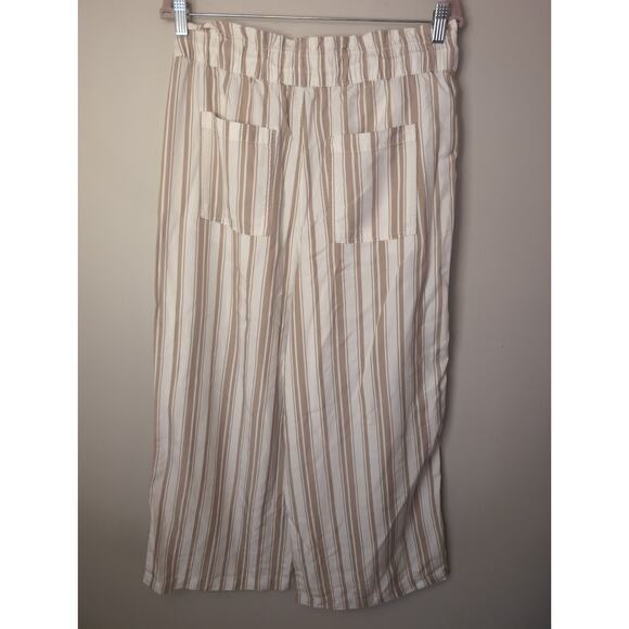 NWT Ann Taylor the Loft cream tan striped resortwear pants M - Picture 4 of 6